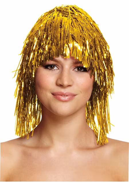 Glitterperuk Guld Maskerad