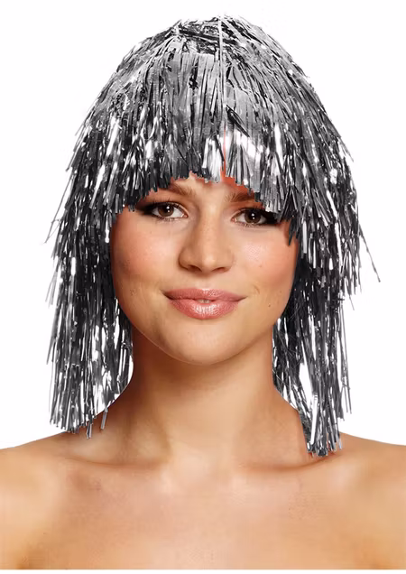 Glitterperuk Silver Maskerad