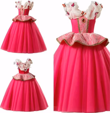 Elegant Rosa Prinsessklänning Törnrosa Maskeraddräkt