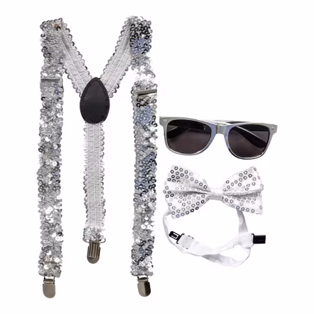 Silver Maskeradkit med Paljetter 3-pack