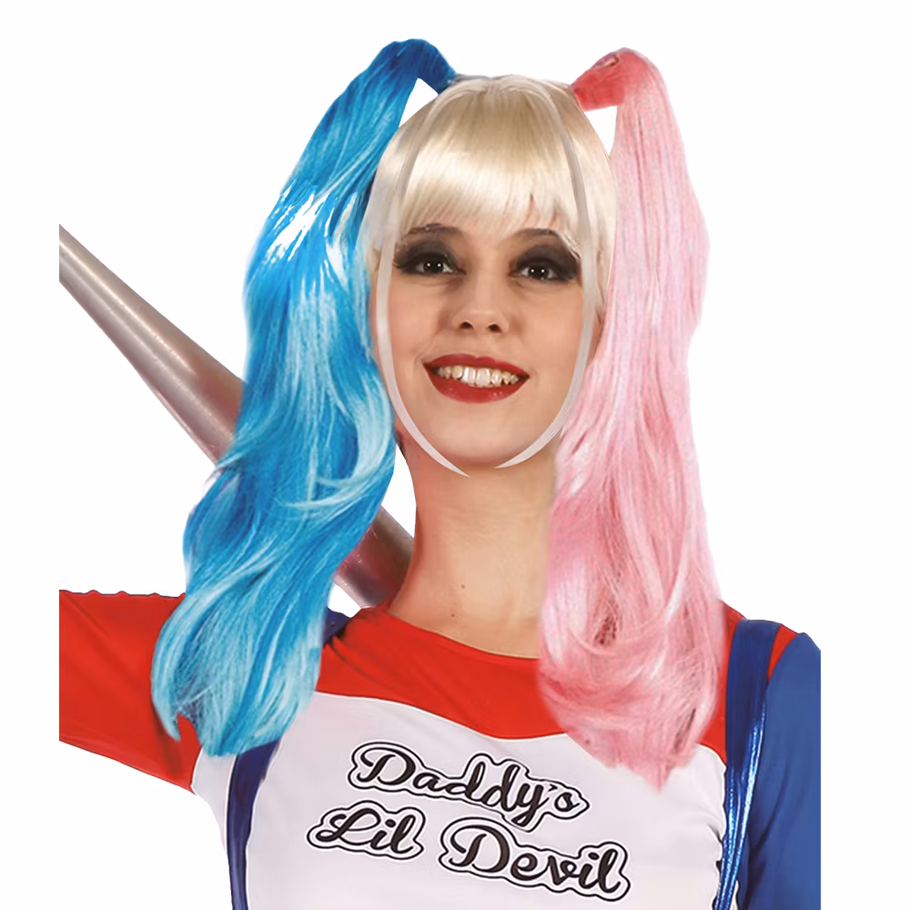 Bad Girl Harley Quinn Peruk med Lugg