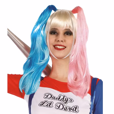 Bad Girl Harley Quinn Peruk med Lugg