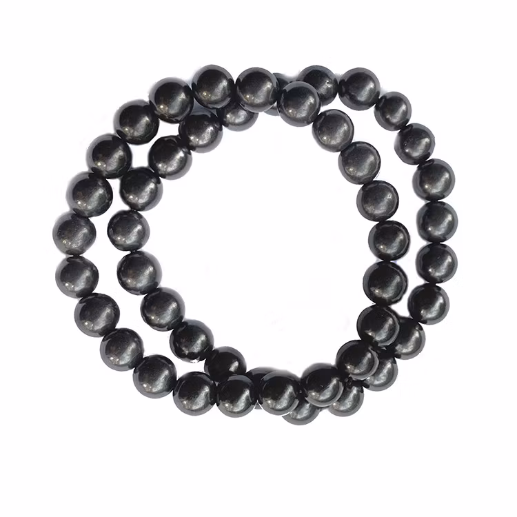 Shungit 8mm pärlor Armband (Större Handled)