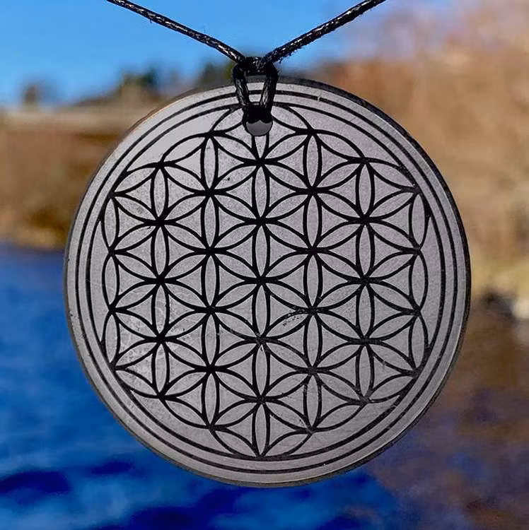 Shungit Amulett Livets Blomma 5cm