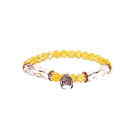 Citrin, Bergkristall (Buddha) 6mm pärlor Armband