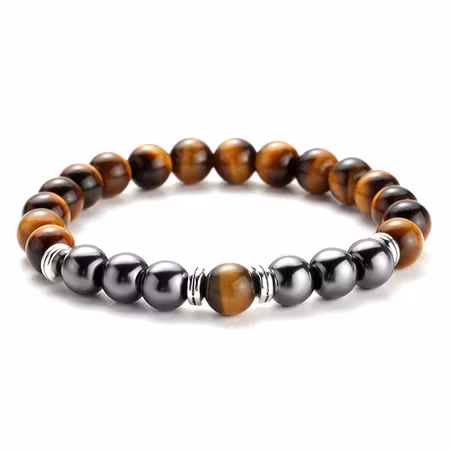 Tigeröga, Hematit 8mm pärlor Armband