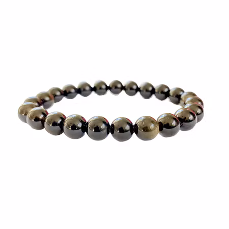 Obsidian Guld 8mm pärlor Armband
