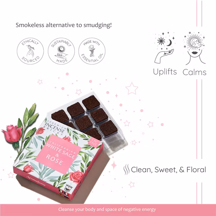 Rökelsebrickor Vit salvia & Ros 9st