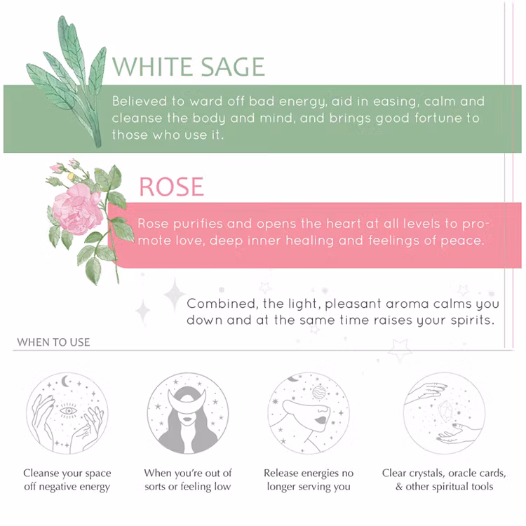 Rökelsebrickor Vit salvia & Ros 9st