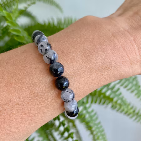 Rutilkvarts Svart 8mm pärlor Armband
