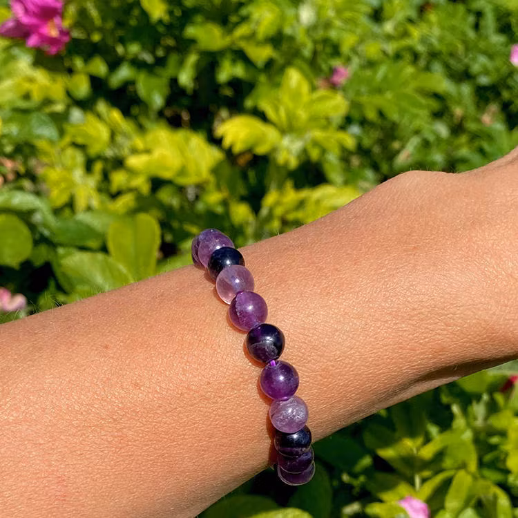 Fluorit Lila 8mm pärlor Armband