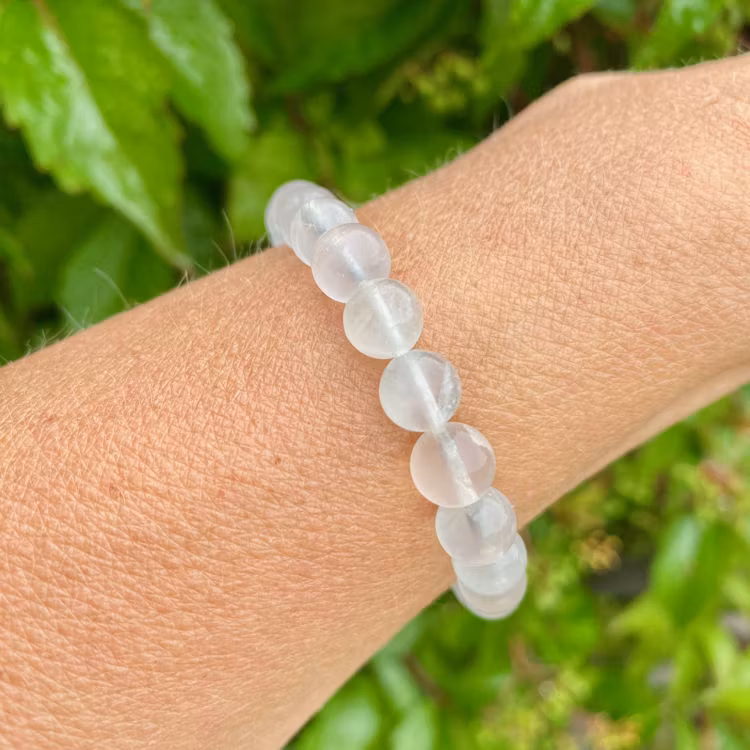 Fluorit Vit 8mm Pärlor Armband