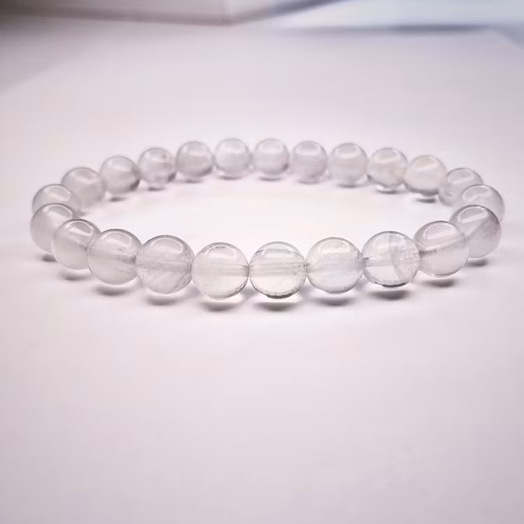 Fluorit Vit 8mm Pärlor Armband