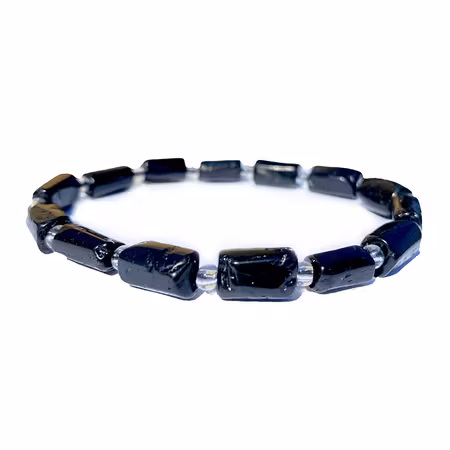 Turmalin Svart (polygon) 10-14mm pärlor Armband (Större handled)