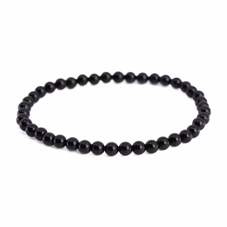 Turmalin Svart 4mm pärlor Armband