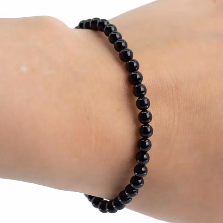 Turmalin Svart 4mm pärlor Armband