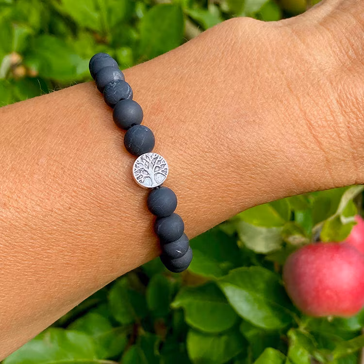 Shungit 8mm pärlor Armband Livets Träd
