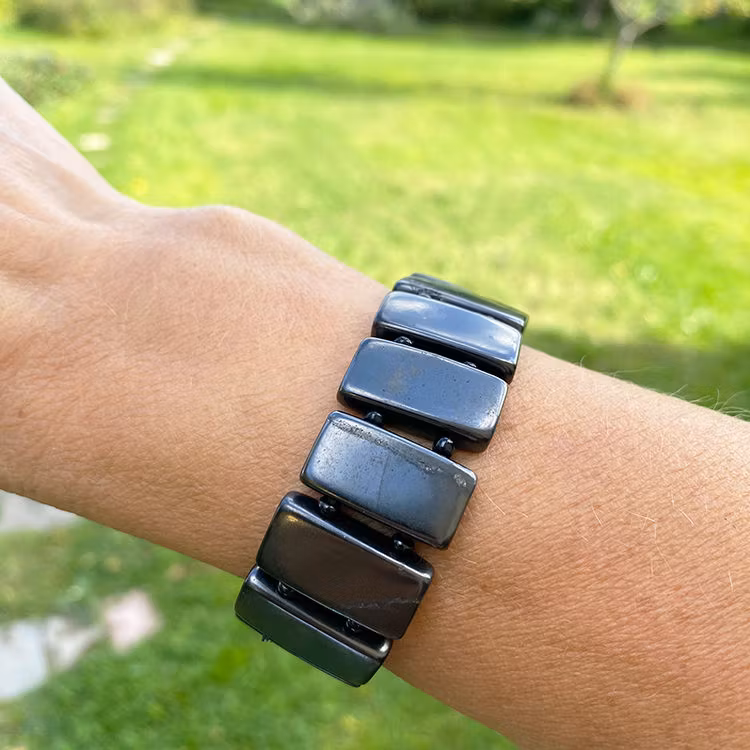 Shungit Rektangulära pärlor Armband (16 pärlor)