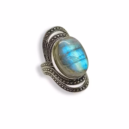 Labradorit Ring (Legerad Koppar ställbar)