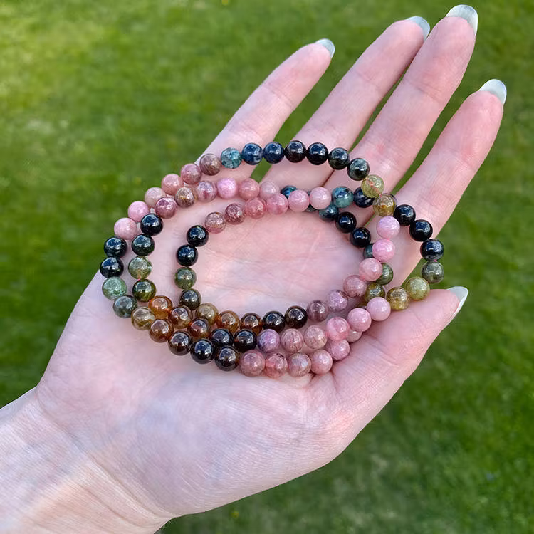 Turmalin Regnbågs 6mm pärlor Armband/Halsband