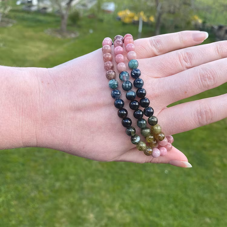 Turmalin Regnbågs 6mm pärlor Armband/Halsband