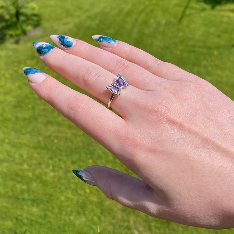 Ametist Ring Fjäril (ställbar)