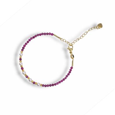Rubin (3mm Facetterad, Memory-wire) Armband