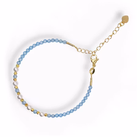 Topas Blå (3mm Facetterade, Memory-wire) Armband
