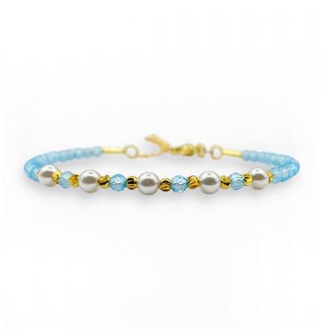 Topas Blå (3mm Facetterade, Memory-wire) Armband
