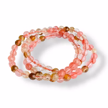 Körsbärskvarts (Fasetterad) 6mm pärlor Armband
