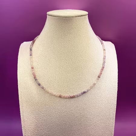 Turmalin Rosa "Rubellit" (Fasetterade pärlor) Halsband