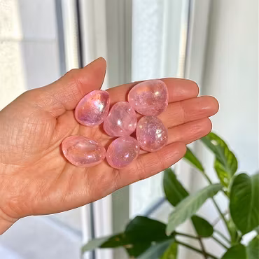 Kvarts Rosa Aura Trumlad sten