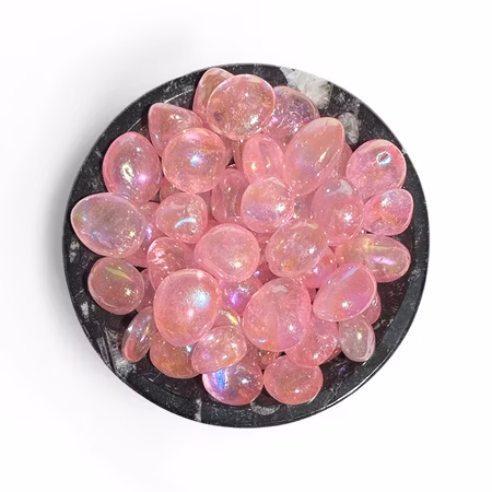 Kvarts Rosa Aura Trumlad sten