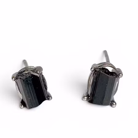 Turmalin Svart Rå Örhängen (925 Silver)