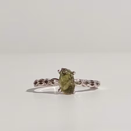 Moldavit Rå Ring (925 Silver, ställbar)