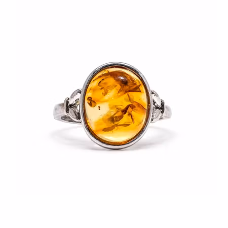 Bärnsten "Blad" Ring (LK, ställbar)