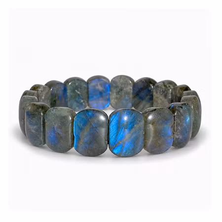 Labradorit "Rundade Plattor" Armband