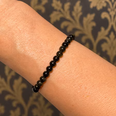 Obsidian Guld 5mm pärlor Armband