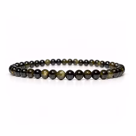 Obsidian Guld 5mm pärlor Armband