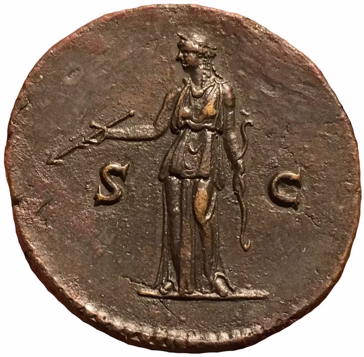 Romerska riket, Hadrianus 117-138. Sestertie med "Medaljprägling"