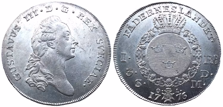 Sverige, Gustav III 1771-1792, Silverriksdaler 1776 - OCIRKULERAT EXEMPLAR