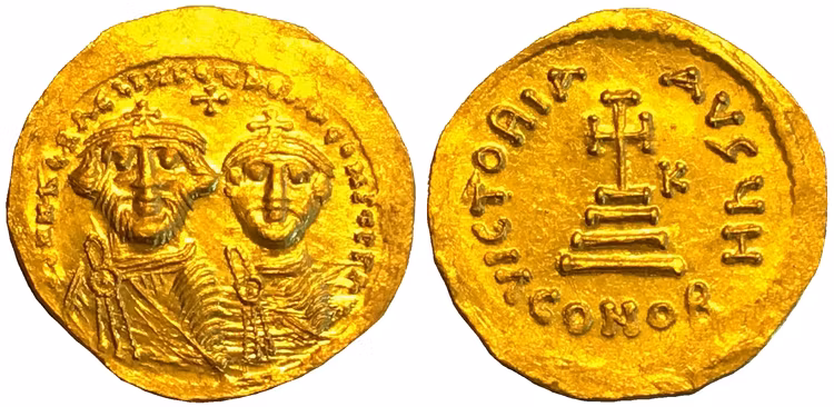 Bysantinska riket, Heraclius 610-641 e.Kr  Solidus - OCIRKULERAT EXEMPLAR