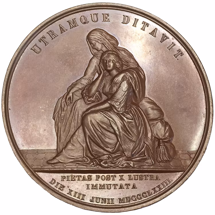 Sverige, Drottning Josephina 50-årsminnet 1823-1873, Vacker bronsmedalj av Lea Ahlborn