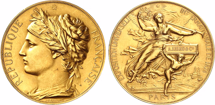 Världsutställningen i Paris 1878 - Stor guldmedalj - RR - Mycket Sällsynt graverad av J.C. Chaplain