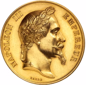 Napolen III - Stor guldmedalj till Roqefortosten vid världsutställningen i Paris 1865 graverad av Barre