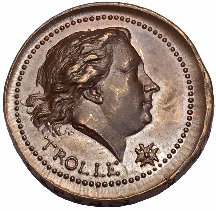 Henrik af Trolle,  (1730-1784) Generalamiral i svenska flottan - minnesmedalj utdelad 1784 graverad av Fehrman