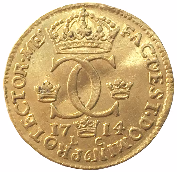 Karl XII, Dukat 1714 - VACKERT OCH TILLTALANDE EXEMPLAR