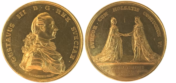 Sverige, Gustav III 1771-1792, Guldmedalj 1774 i 22-dukaters vikt - XR - Enda kända exemplaret i privat ägo