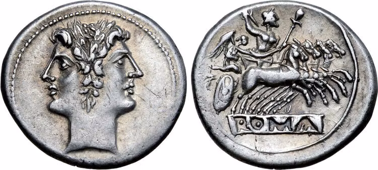 Romerska republiken, Didrachm Rom 225-214 f.Kr - VACKERT EXEMPLAR