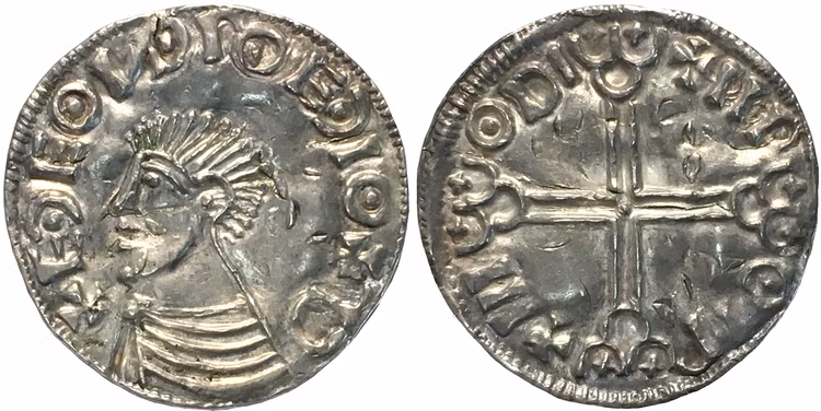 Olof Skötkonung 995-1022, Penning Long Cross E-stil - MYCKET VACKER OCH SÄLLSYNT - RR